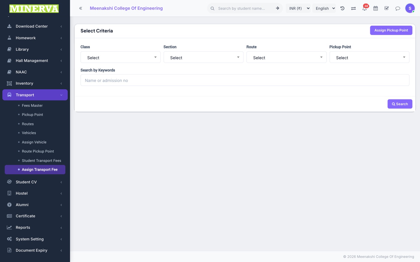 Assign Students screen